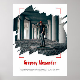 Red Edgy Abstrakt Brushstroke Photo Studenten Poster