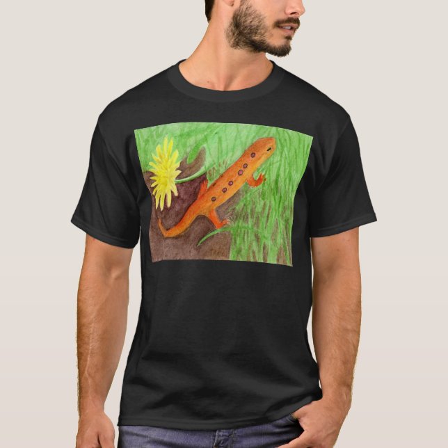 Red Eft Påsk Newt Watercolor T Shirt (Framsida)