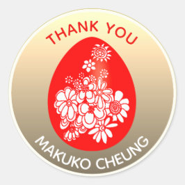 Red Egg Ginger Stickers Red Guld Personlig Runt Klistermärke