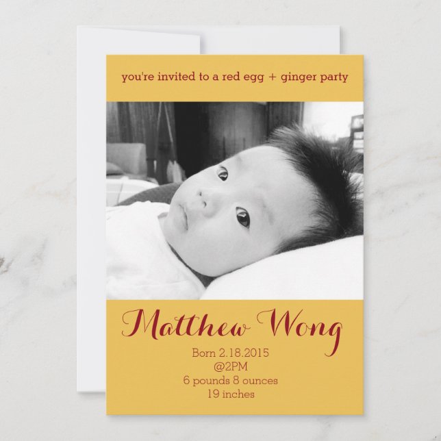 Red Egg och Ginger Party 100 dagar gammal kinesisk Inbjudningar (Framsida)