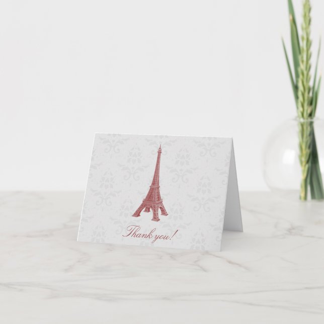 Red Eiffel Torn Damask Wedding Tack (Framsida)