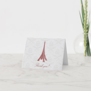 Red Eiffel Torn Damask Wedding Tack Kort