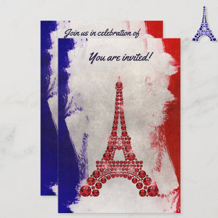 Red Eiffel Torn på tricolor Inbjudningar