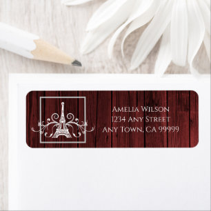 Red Eiffel Torn Rustic Return-adressetikett Returadress Etikett