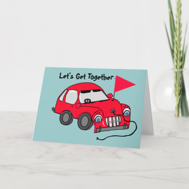Red Electric Car Birthday Card Kort (Framsida)