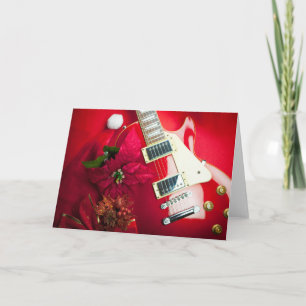 Red Electric Guitar med julprydnader Helgkort