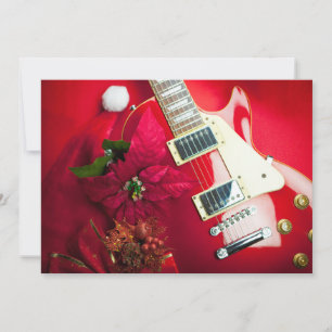 Red Electric Guitar med julprydnader Julkort