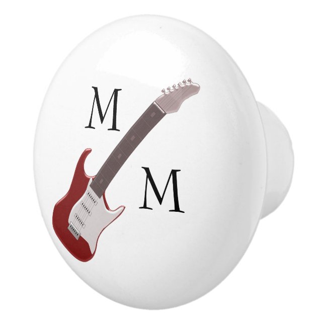 Red Electric Guitar Monogrammed Ceramic Knob Knopp (Höger)