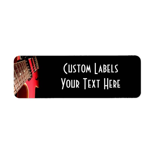 Red Electric Guitar Photo - PERSONALIZE Returadress Etikett (Framsidan)