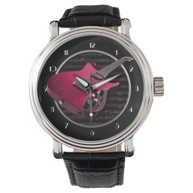 Red Electric Guitar Wrist Watch Armbandsur (Framsida)