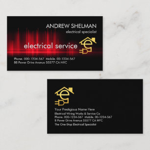 Red Electrical Wave Pulse Electrician Visitkort