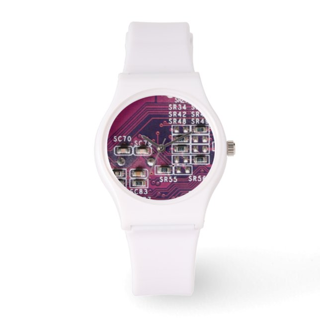 Red Electronic Circuit Board Armbandsur (Framsida)