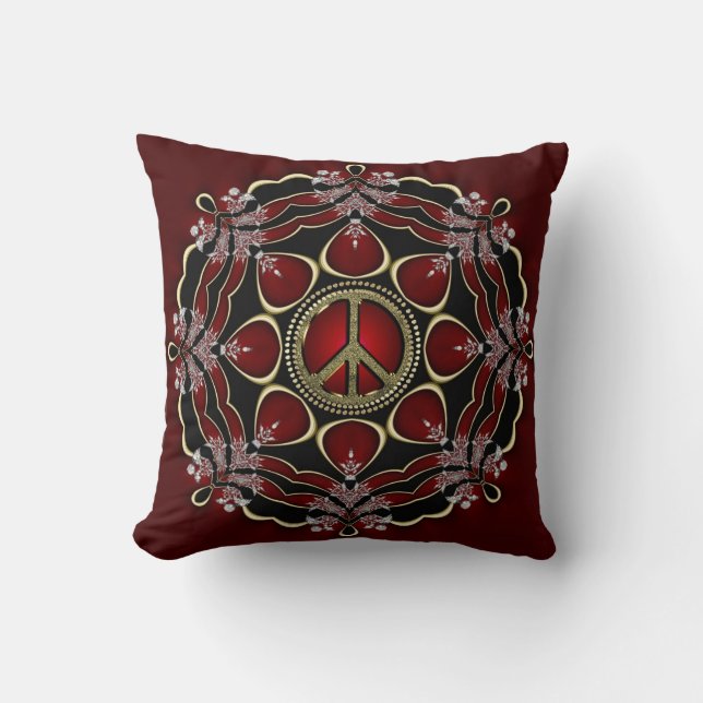 Red Elegance Mandala Fredstecken Cushion / Pillow Kudde (Framsida)