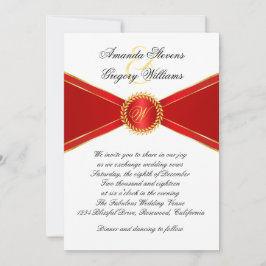 Red Elegance Monogram Bröllop Inbjudningar