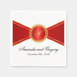 Red Elegance Monogram Pappersservett