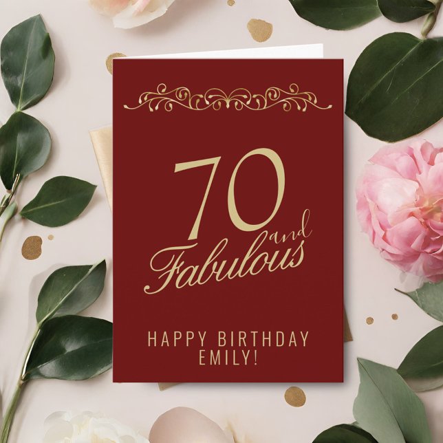 Red Elegant 70 och Fabulous Ornament 70 Birthday Kort (Skapare uppladdad)