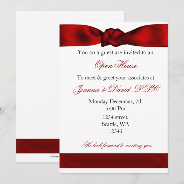 Red elegant Corporate Party-inbjudan Inbjudningar (Fram/baksida)