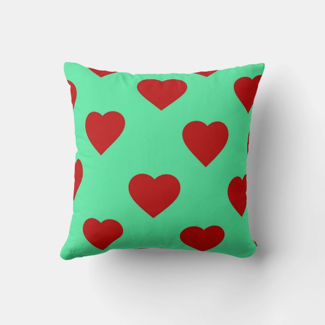Red Elegant Cute Mysigt Modern Romantic Chic Heart Kudde (Baksida)