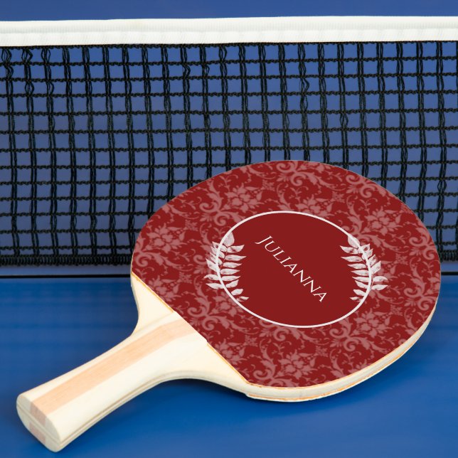 Red Elegant Damask Ping Pong Paddle Pingisracket (Insitu)