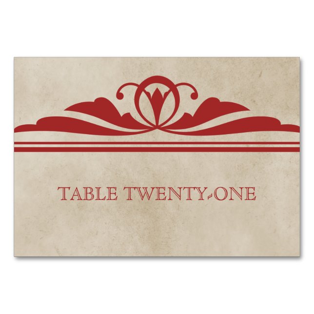 Red Elegant Deco Bord Card Bordsnummer (Framsidan)