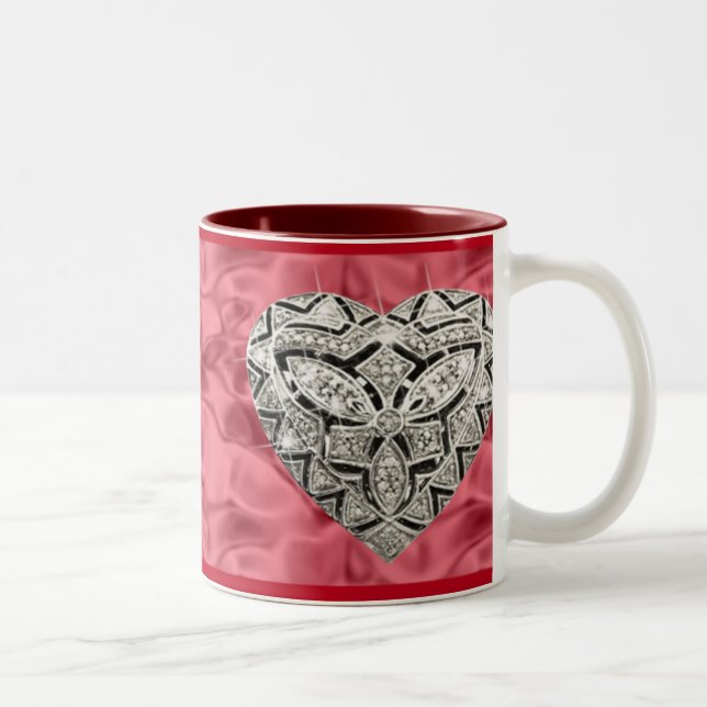 Red Elegant Designer Heart Mugg (Höger)