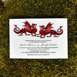 Red Elegant Dragon bröllopsinbjudan Inbjudningar