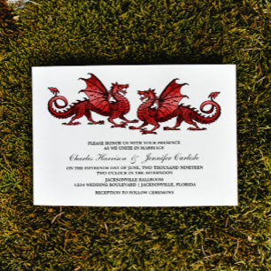 Red Elegant Dragon bröllopsinbjudan Inbjudningar