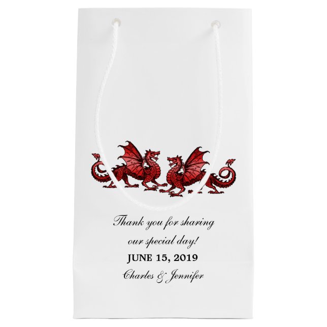 Red Elegant Dragons Bröllop Gift Bag (Framsidan)