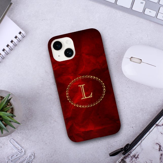 Red Elegant Guld Oval Monogram (Skapare uppladdad)