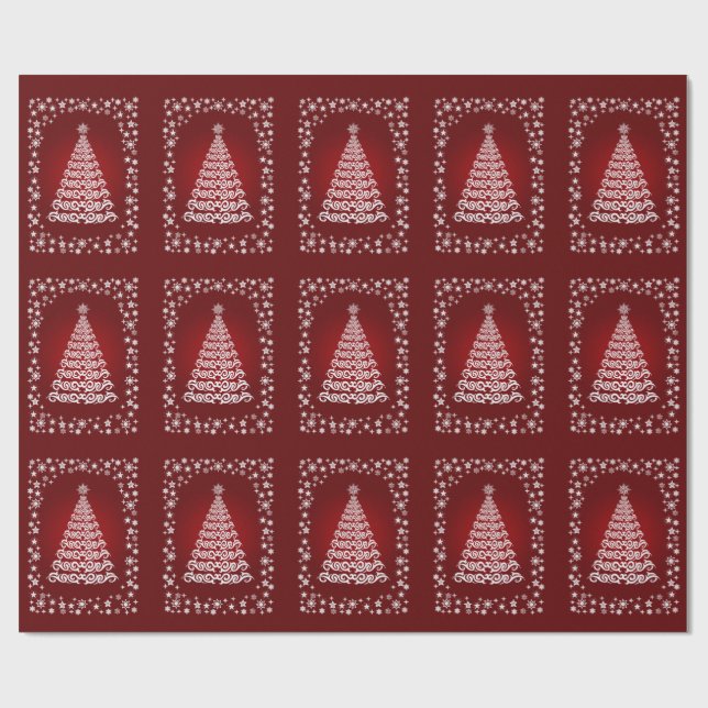 Red Elegant Julgran Wrapping Papper Presentpapper (Platt)