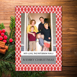 Red Elegant Lattice Helgdag - foto Flat Card Julkort