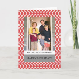 Red Elegant Lattice Helgdag Photo Greeting Card Helgkort
