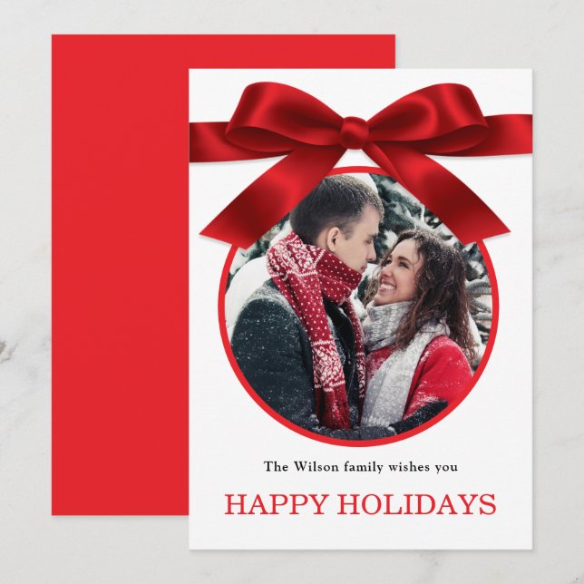 Red Elegant Merry Christmas Greeting Photo  Inbjudningar (Fram/baksida)