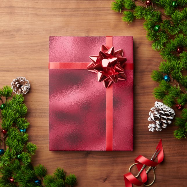 Red Elegant Modern Satin Söt Presentpapper (Julgåva)