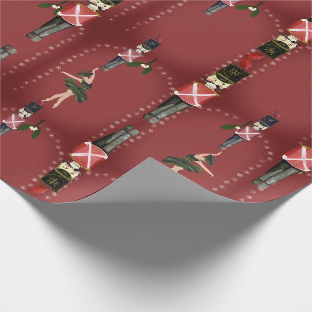 Red Elegant Nutcracker Soldiers Ballerinas Presentpapper (Hörn)