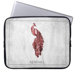 Red Elegant Peacock Personlig Laptop sleeve