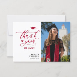 Red Elegant Script Minimalist Studenten Tack Inbjudningar