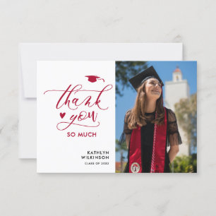 Red Elegant Script Minimalist Studenten Tack Inbjudningar