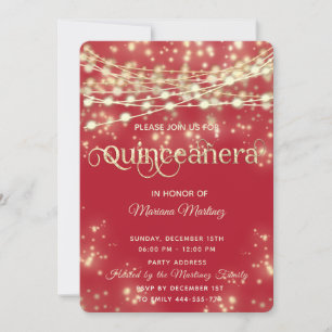 Red elegant String ljus guld gnistra Inbjudningar
