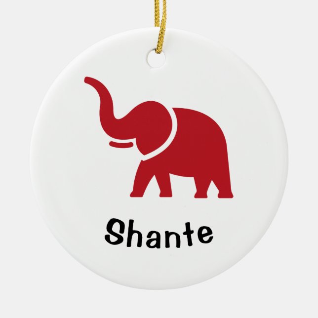 Red Elephant Julgran Ceramic Ornament (Framsidan)