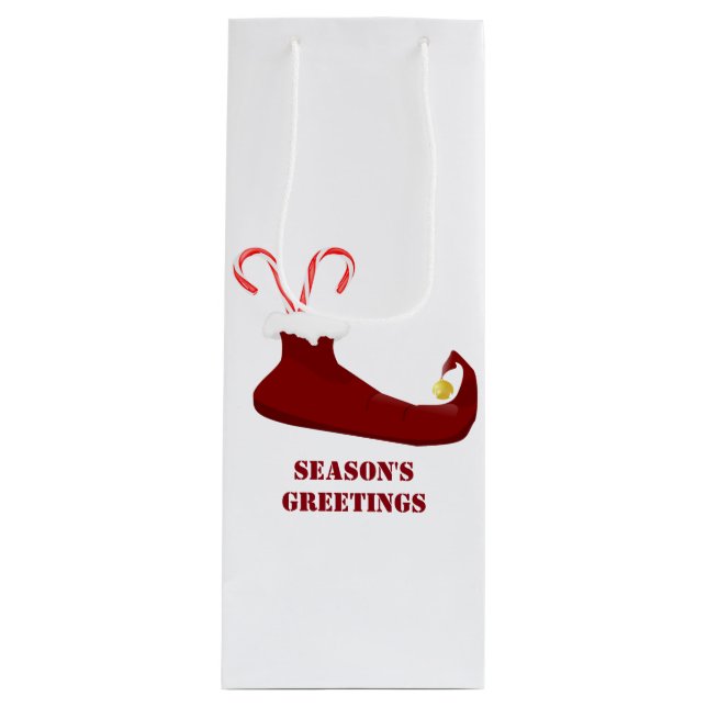 Red Elf Slipper med Polkagrisar Vin Gift Bag (Framsidan)