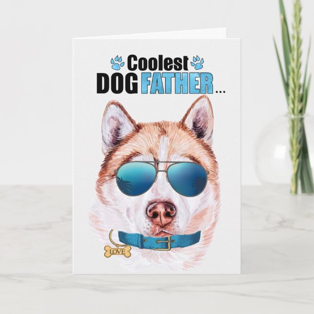 Red eller Copper Husky Hund Coolest Pappa Fars dag Helgkort (Framsida)