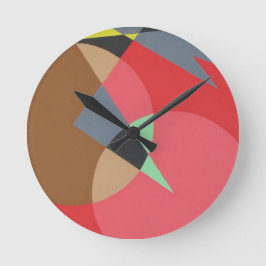 Red Ember Shapes Minimalist Round Clock Rund Klocka