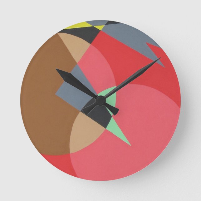 Red Ember Shapes Minimalist Round Clock Rund Klocka (Framsida)