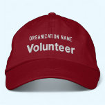 Red Embroied Volunteer Hat Anpassningsbar Baseball<br><div class="desc">Anpassa enkelt den här röda frivillighatten för alternativ anpassningsbar med din egen text. Du kan också anpassa den med logotypen eller med andra bilder. Den här chiningshatten är 100% bomull för stil. "Flexfit Wool Cap" stil har alternativ för att lägga till broderiet på sidorna och baksidan. Justerbar oisex stil för...</div>