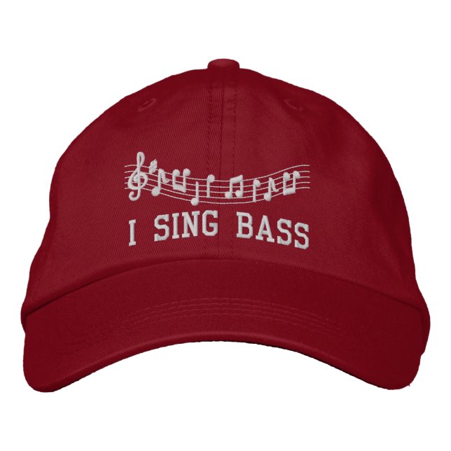 Red Embroized I Sjunga Bass Music Hat Broderad Keps (Framsida)