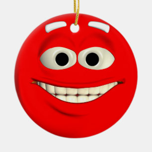 Red Emoticon Julgransprydnad Keramik
