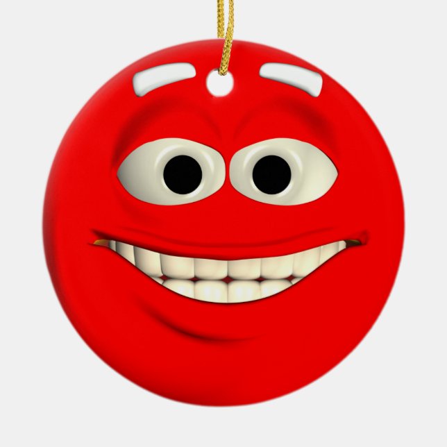 Red Emoticon Julgransprydnad Keramik (Framsidan)