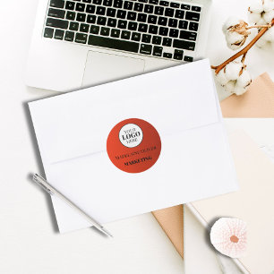 Red Employee Logotyp Namn Sticker Runt Klistermärke