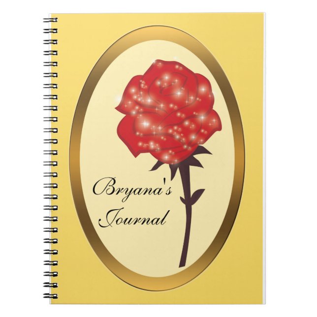 Red Enchanted Glitter Ro-bärbar dator Journal Anteckningsbok Med Spiral (Framsidan)
